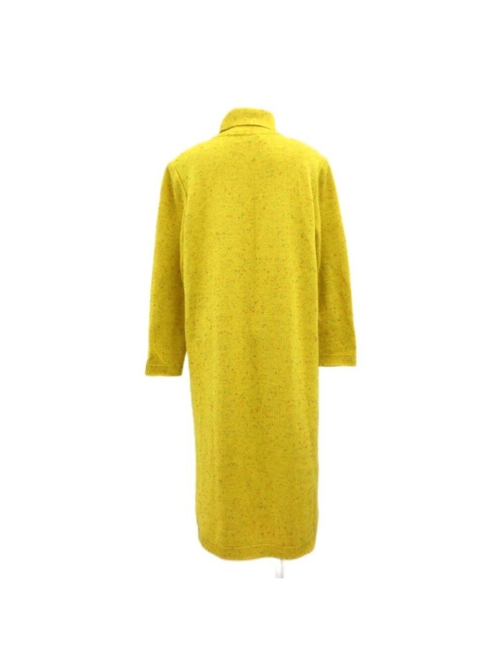 Saint Laurent Vintage Long Dress Knit Long Sleeve Nep Turtleneck Yellow MG M - Picture 2 of 6